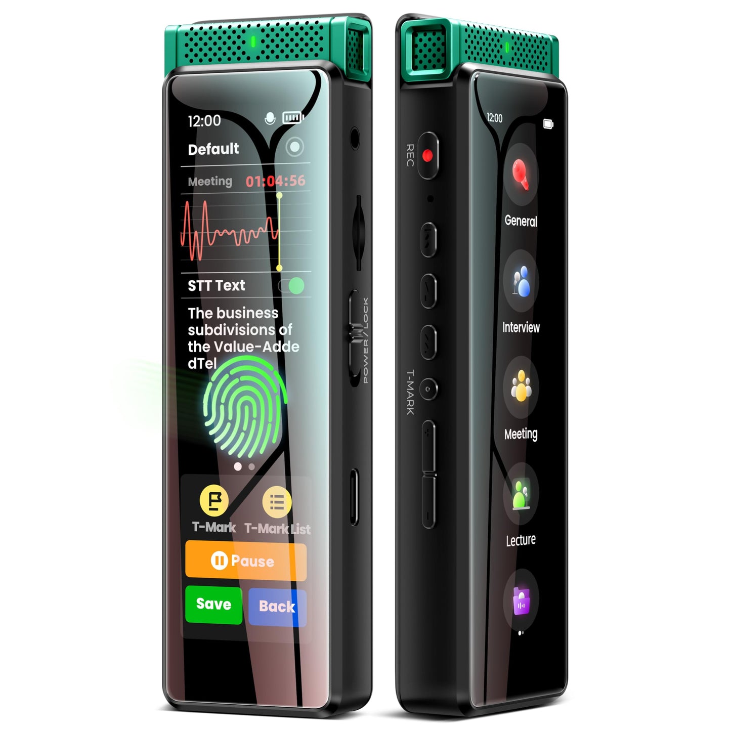 72GB Digital Voice Recorder with Playback Innioasis R1 Full Touchscreen Voice Recorder with AI Intelligent Transcription and Bluetooth Voice Activated Sound Audio Recorder Device with Mic (Green)
