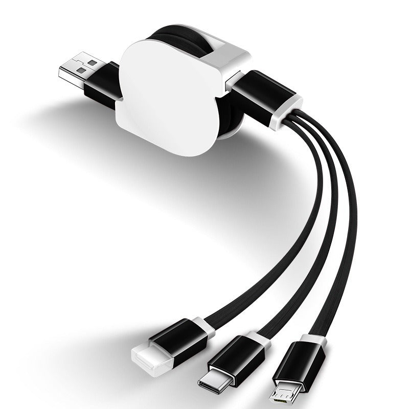 1M 3-in-1 Retractable USB Charger Cable for Smartphones