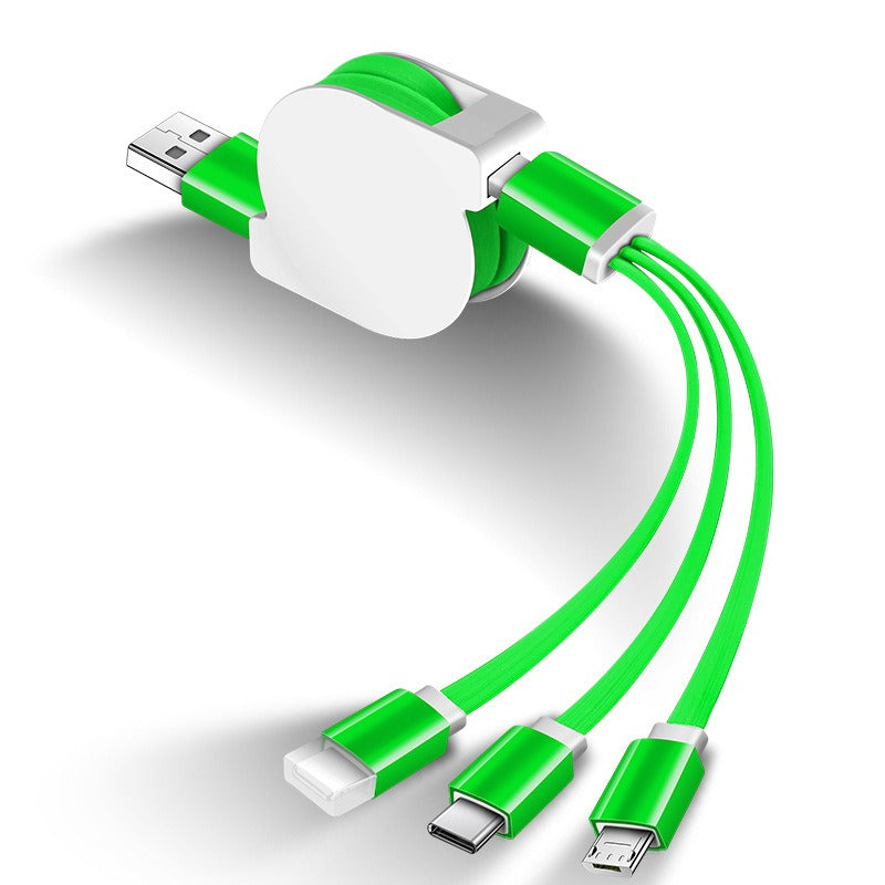 1M 3-in-1 Retractable USB Charger Cable for Smartphones