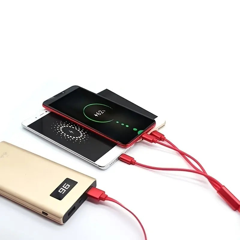 1M 3-in-1 Retractable USB Charger Cable for Smartphones