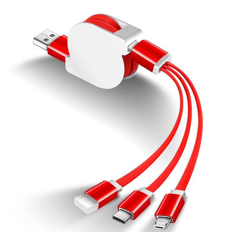 1M 3-in-1 Retractable USB Charger Cable for Smartphones
