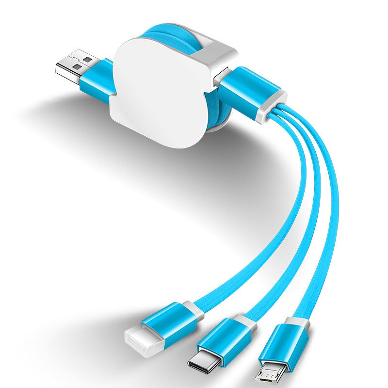 1M 3-in-1 Retractable USB Charger Cable for Smartphones